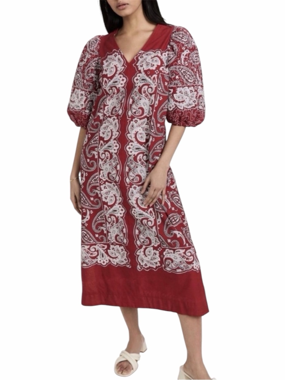 SEA NY Theodora Paisley Print
Puff Sleeve Maxi Dress